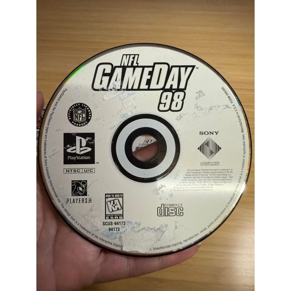 PS1 NFL GameDay 98 CIB Water Damaged Untested Football‎ Game